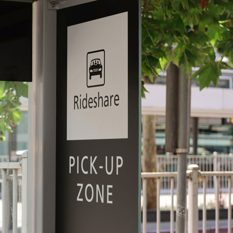 Rideshare pickup zone sign